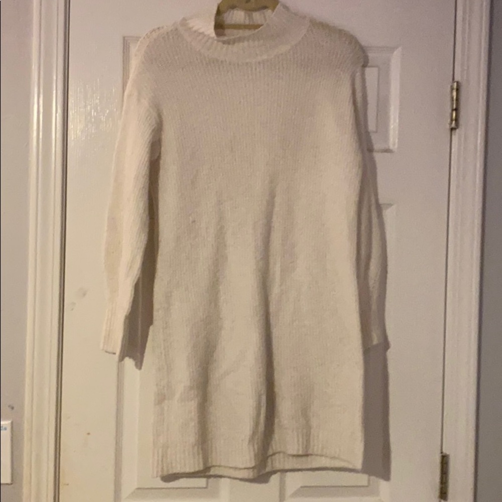 White sweater dress